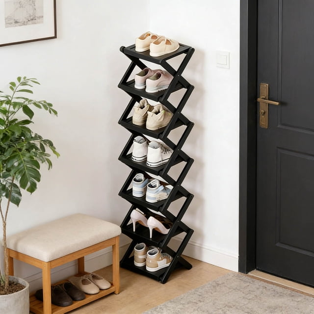 Tier Foldable Shoe Rack Organizer Shelf Space Saving Storage for Entryway Closet Bedroom Corner