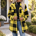 thumbnail image 2 of Dnhxils Womens Fleece Jackets Casual Mock Neck Plaid Jacket with Pockets Button Up Long Sleeve Outerwear for Womens Winter Fashion Yellow M, 2 of 9