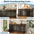 thumbnail image 5 of 55 Inch Large Pet Cage Furniture, Heavy-Duty Metal & Wood Indoor Dog Cage with Sliding Door & Food Bowl, Wooden Side Table Top, Suitable for Medium to Large Dogs TV Stand, Vintage Brown, 5 of 8