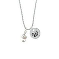 thumbnail image 2 of Delight Jewelry Silvertone Medium Clef with AB Crystal Silvertone Script Initial Disc - W - Charm Necklace, 20"+3", 2 of 4