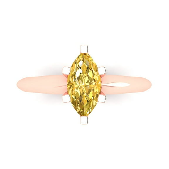 Solitaire Engagement Ring for Women - 1ct Natural Citrine in 14K Rose Gold Promise Ring