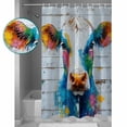 thumbnail image 3 of Extra Long Shower Curtain 72x96 Inch, Country Cow Shower Curtain Waterproof Bathroom Decor Colorful Abstract Animals Wooden Grain Fabric Bath Curtain Set Accessories with Hooks, 3 of 6