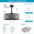 thumbnail image 4 of 20.67" Caged Crystal Ceiling Fan With Light And Remote Control, Reversible 3 Speeds, 3 Timer Function, Quiet Motor Ceiling Fans Light For Bedroom Living Room Kitchen, 4 of 9