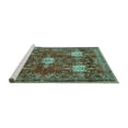 thumbnail image 2 of Ahgly Company Machine Washable Indoor Rectangle Persian Turquoise Blue Traditional Area Rugs, 7' x 9', 2 of 4