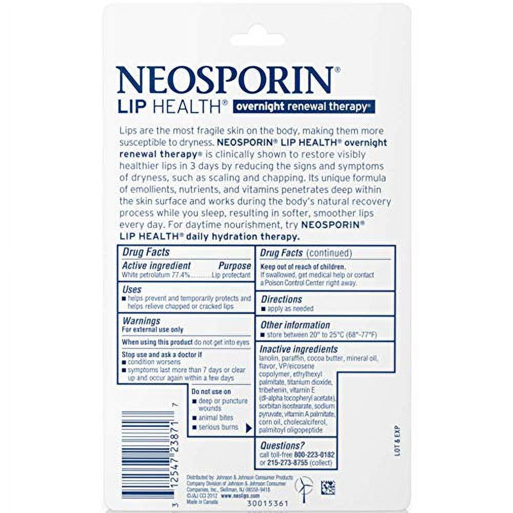Neosporin Lip Health Overnight Renewal Therapy 0.27 oz (Pack of 8)
