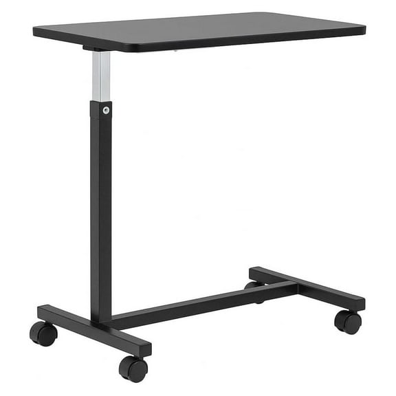 Adjustable Rolling Overbed Table with Wheels for Home, Hospital, Nursing Use, Walnut