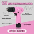 thumbnail image 4 of NEWBEAT Pink Cordless Drill Set, 12V Power Drill with Battery and Charger, 3/8" Keyless Chuck, 2 Variable Speed, Electric Power Tools for Women Diy, 4 of 6