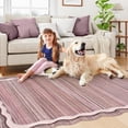 thumbnail image 2 of Wonnitar 5'x7' Scalloped Area Rug for Living Room, Washable Striped Bedroom Rug, Pink Wavy Rug for Dining Room, Nursery, Home Office, Non Slip Soft Low Pile Stain Resistant, 2 of 9