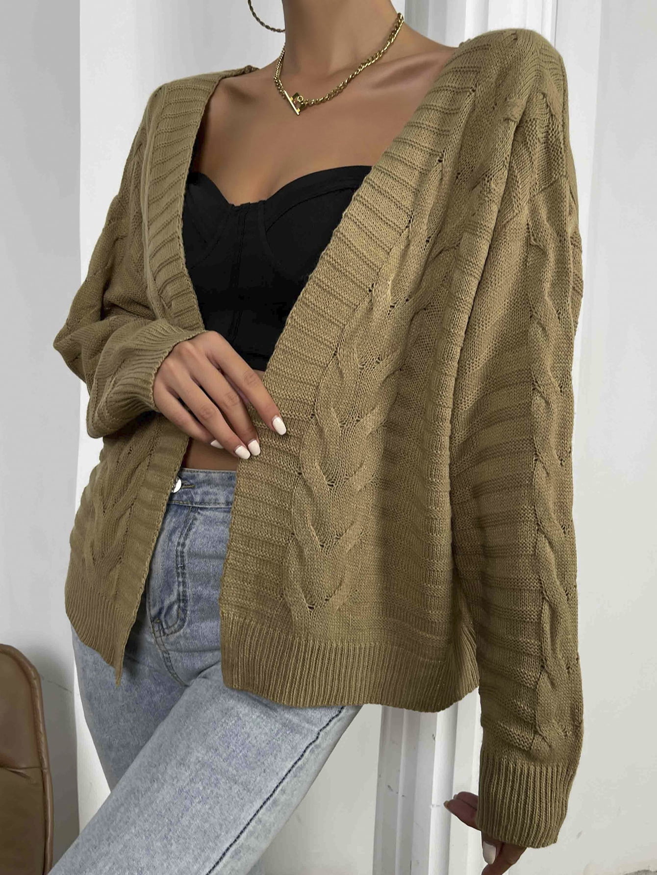 Front Cable Knit Cardigan - Walmart 