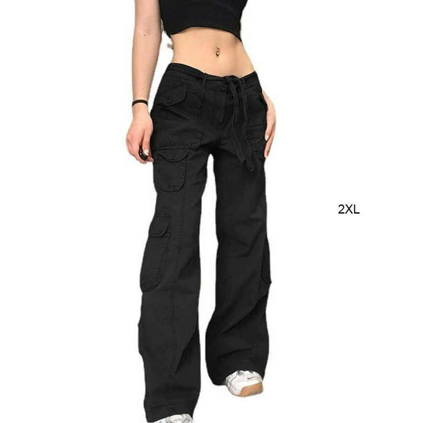 Enqiretly Women Cargo Pants Casual Drawstring Girl Baggy Pant High Waist  Vintage Trousers Clothing Work Shopping Relaxation 2XL