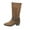 Brown, variant on Brown Ladies Boots Mid Calf Fold Over Cuff Wide Shaft Pointed Toe Block Heel Versatile Wear Comfortable Fit Daily Casual Outdoor Use Size 42