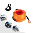 Synthetic Winch Rope Kit 3/8 And 1/2 Inch 100ft 23809lbs | Boat Winch Rope Extension With Hook | Off Road And Towing Accessories (Includes Fairlead) ( 1/2" 92ft 31500lb Black1 3/8 Synthetic Winch Rope