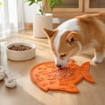 thumbnail image 4 of Silicone Dog & Cat Lick Mat with Suction Cups - Anxiety Relief/Promotes Healthy Eating/Frozen & Dishwasher Safe - Pet Peanut Butter Lick Pad(fish-shape-Orange), 4 of 6