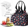 thumbnail image 4 of Pioneer Flower Floral Print Pattern Drawstring Lunch Bag Women - Drawstring Lunch Bag Insulated for Work Office - Stain-Resistant Large Lunchbags for Women with Multi-Pockets, 4 of 6