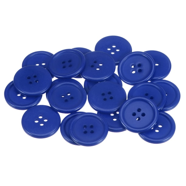 60uds 40L Costura Botones 1"(25mm) Resina Redondo Plano 4 Agujeros Artesanía Botones para Coser Ropa y Bricolaje, Oscuro Azul
