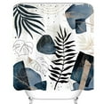 thumbnail image 6 of Boho Mid Century Shower Curtain, Abstract Minimalist Geometric Blue Leaves Aesthetic Modern Bathroom Cloth Fabric Waterproof Polyester Home Decor Set with Hooks,72X72IN, 6 of 6