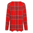 thumbnail image 5 of LYWC Red Plaid With Contrast Stripes-665 Long Sleeve Shirts For Women Oversized Tshirts Tops Tees Fall T-Shirts V Neck, 5 of 7