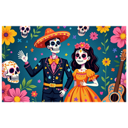 Floral Design Day of the Dead Skeleton Banner Cultural Theme Celebration Decor for Festival Party Decoration Event