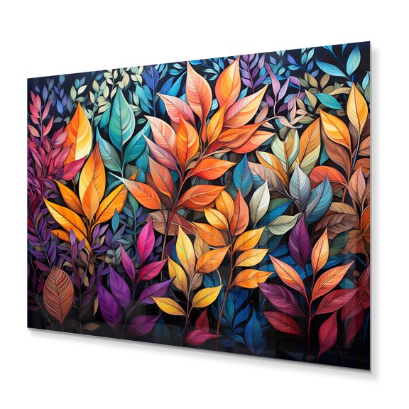 Designart "Colorful Vibrant Foliage" Abstract Botanicals Metal Wall Decor
