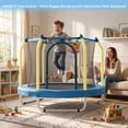 thumbnail image 5 of Mersco 55inch Kids Trampoline for Toddlers, Indoor and Outdor Toddler Trampoline with Safety Net, Mini Small Children Trampolines with Basketball Hoop,Baby Toys Gifts for Boys Girls, Birthday, Blue, 5 of 10