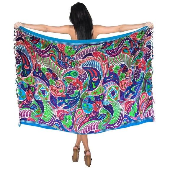 HAPPY BAY Women's Beachwear Summer Bikini Wrap Sarong Swim Cover up Skirt Swimwear Swimsuit Beach Wraps Coverups for Women One Size Purple, Geomertic