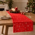 thumbnail image 5 of Honeplcked 13x71In Polyester Velvet Red Xmas Table Runner, Winter Seasonal Indoor Christmas Table Decorations, Embroidered Snowflake Table Runner for Xmas Party Home Holiday Kitchen Dining Room, 5 of 7
