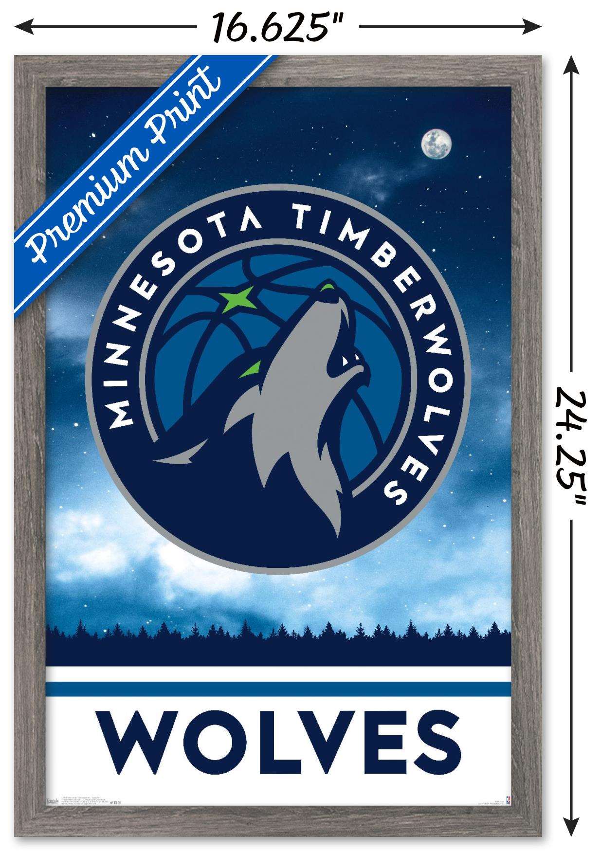 NBA Minnesota Timberwolves - Logo 18 Wall Poster, 14.725" x 22.375", Framed