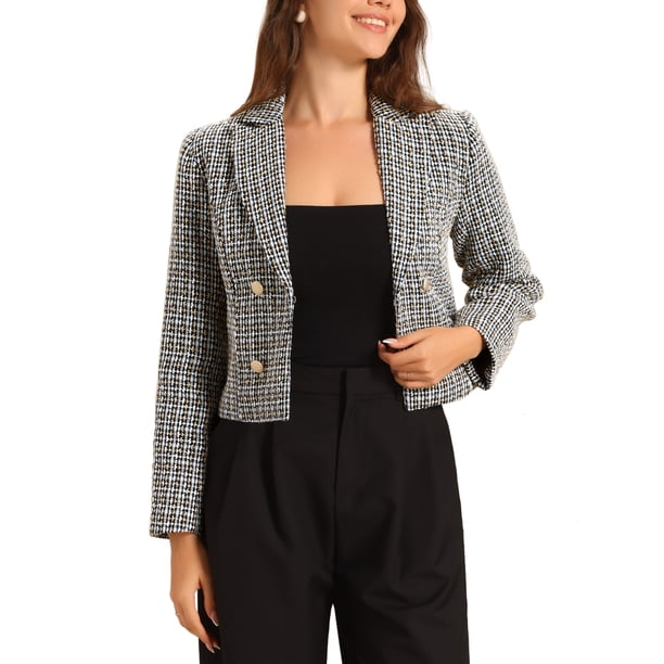 CHAQUETA DE MUJER CON SOLAPA NOTCH INSPIRADA EN CHIC, BLAZER CASUAL DE MANGA LARGA, BEIGE Y NEGRO