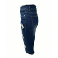 thumbnail image 5 of HKYNLAG Capri Jeans for Women Stretch Low Rise Ripped Distressed Denim Capris Raw Hem Skinny Cropped Jeans Pants Dark Blue L, 5 of 7