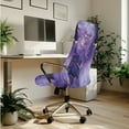 thumbnail image 2 of ZIATUBLES Violet Marble Print 5 Piece Office Chair Protector Set Includes Elastic Chair Cover Armrest Slipcovers, PU Leather Remote Control Holder and Square Tissue Box Cover, L, 2 of 7