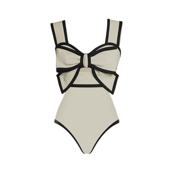 Women's One Piece Swimsuit with Conservative Covering Lace Up Skirt Big Bow Bikini Set for Summer Beach Wear