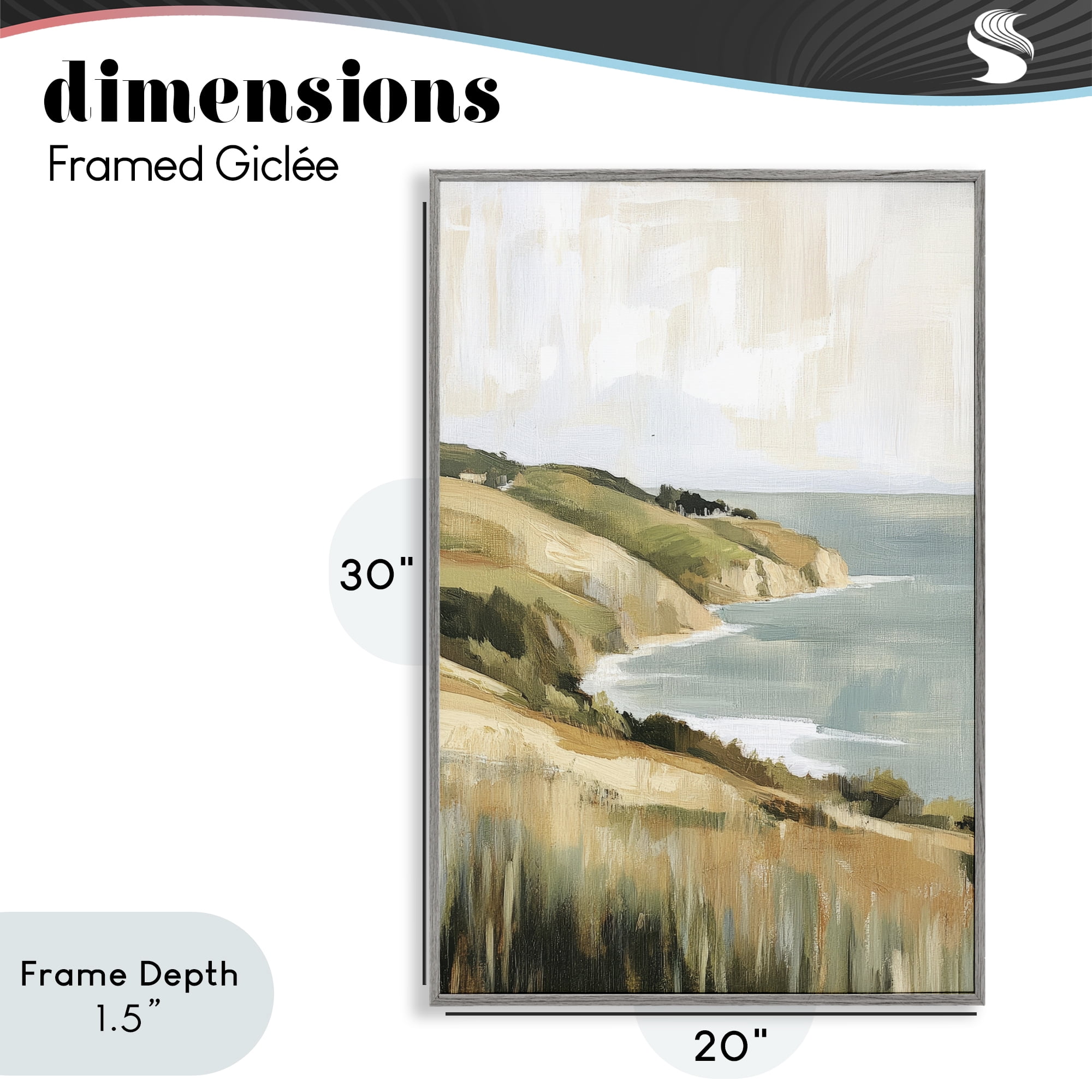 Stupell Industries Serene Cliff Coast Landscape Gray Framed Giclee Art, design by Petal Prints Design