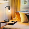 Industrial Table Lamp with 2 USB and AC Power Outlet, Knob Fully