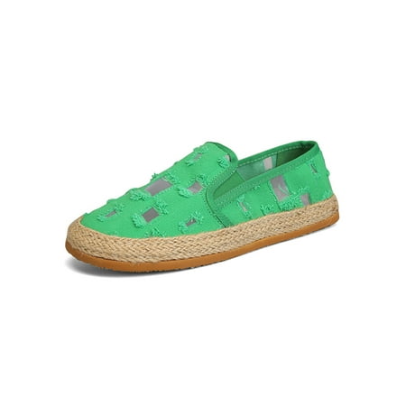 

Bellella Mens Canvas Shoe Cutout Flats Slip-On Espadrille Loafers Fashion Espadrilles Walking Driving Casual Shoes Green 8
