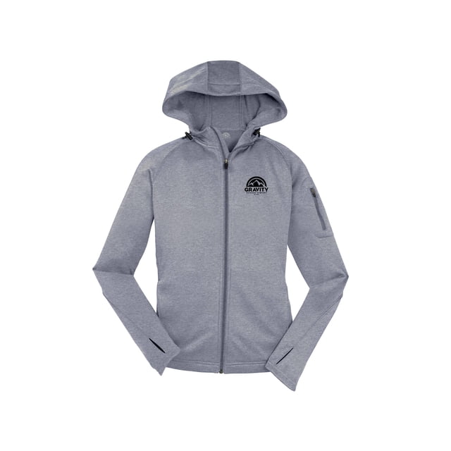 Gravity Outdoor Co. Womens Fleece Hooded Jacket - Black Logo - Heather - XL