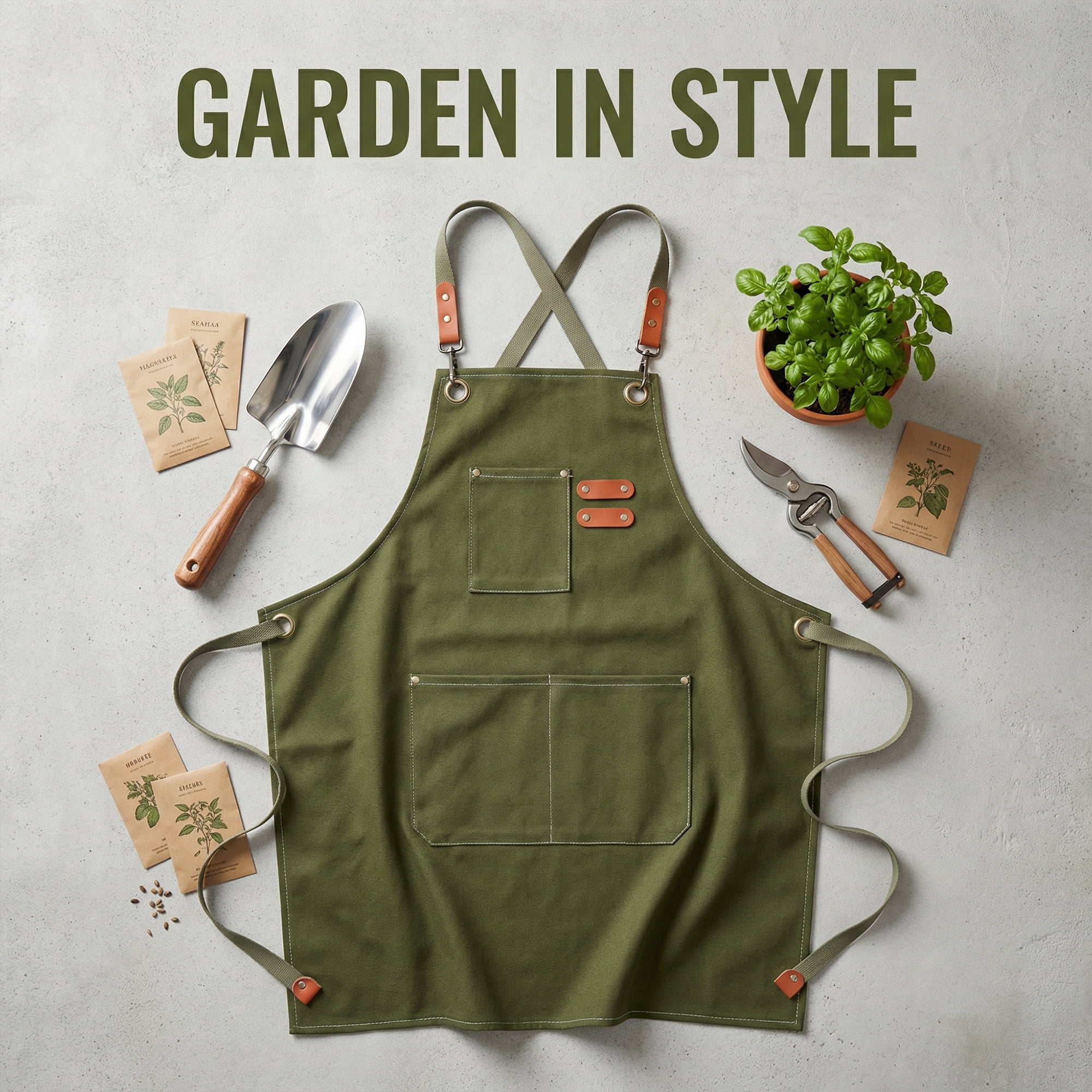 Unique Bargains Adjustable Long Waist Kitchen Apron with Pockets for People Green