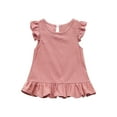 thumbnail image 2 of Delliss Girl's Casual Solid Ruffle Top Short Sleeve T-Shirts Kids Blouse Basic Casual Tops, 2 of 9