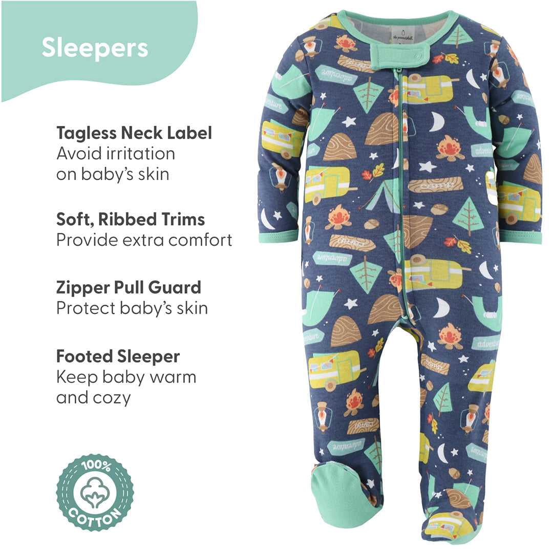 The Peanutshell Newborn Baby Layette Gift Set for Baby Boys, Happy Camper, 30 Essential Pieces, 0-3 Months