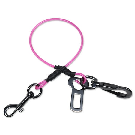 VIVAGLORY Dog Seat Belt, Chew Proof Puppy Seatbelt, Pet Safety Restraint, Small Medium Large, Pink, 16 inch