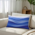 thumbnail image 3 of Blue Striped Throw Pillow Cover, Pillowcase Protectors with Zipper, Breathable Decorative Lumbar Pillow Case Cover, Modern Abstract Art Wave Moire Gradient Pillow Shams for Couch Sofa 12x20Inch, 3 of 8