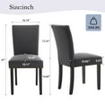thumbnail image 4 of Sillas de Comedor Tapizadas Juego de 2 - Diseño Parsons en Tela Tipo Arpillera Gris Oscuro con Ribete de Tachuelas y Base de Madera - Asientos Acolchados para Cocina o Comedor, 4 of 8