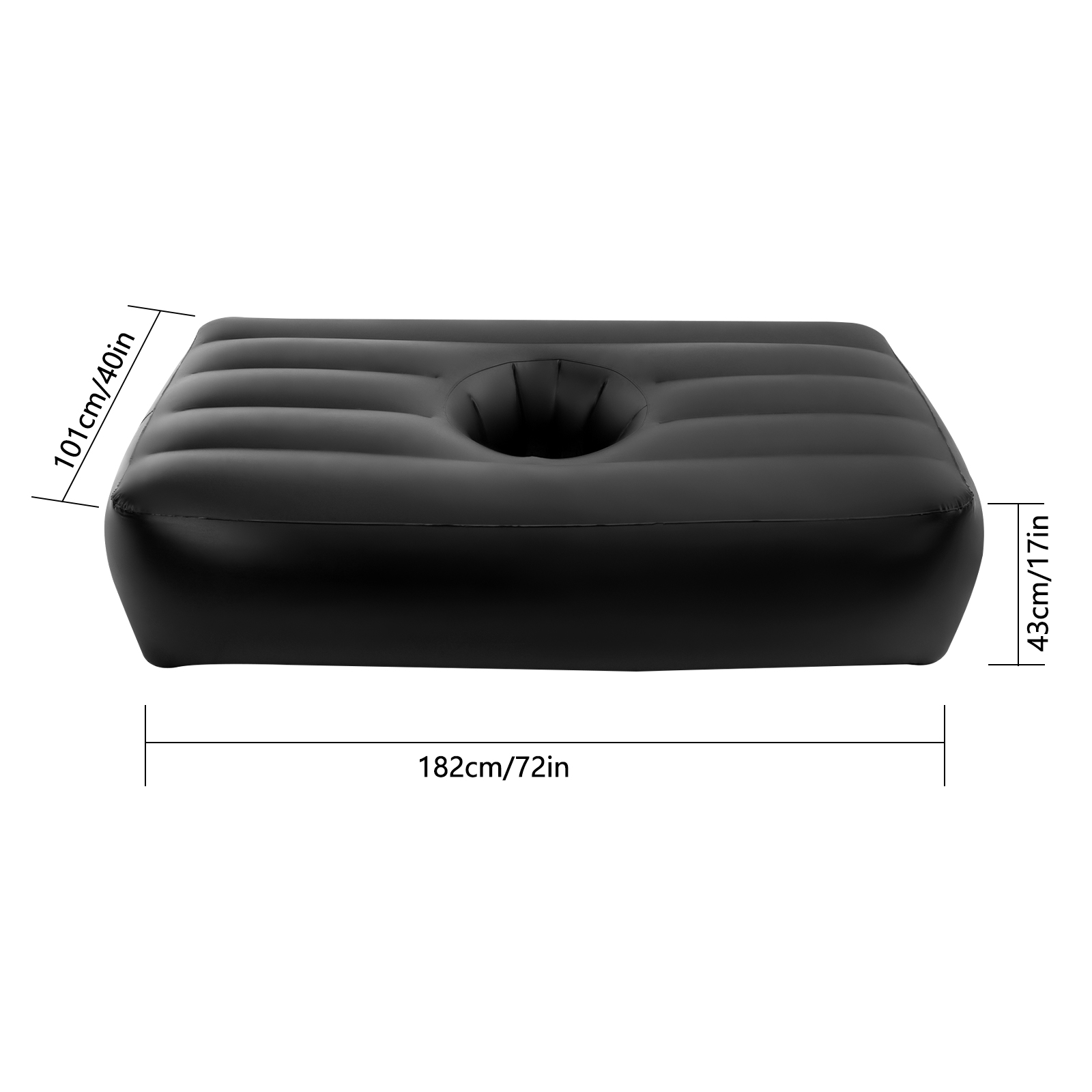 ToppiJoy BBL Bed 72*40*17in Inflatable Mattress with Hole, BBL Bed After Surgery for Sleeping, Ergonomics PVC Pregnancy Bed, Inflatable Mattress Air Mattress for Camping Traveling Hiking (Black)