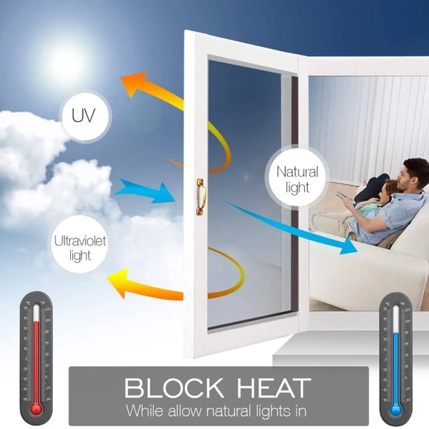DEKAXID Película para ventana de espejo unidireccional de varios tamaños, pegatina de vidrio con bloqueo solar para privacidad, película reflectante con control de calor, tinte autoadhesivo para
