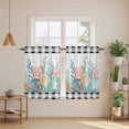 thumbnail image 2 of Coastal Corals Shells Kitchen Curtains 45 Inch Length, Ocean Marine Life Sstarfish Black Plaid Tiers Curtains for Bathroom Bedroom Cafe, Light Filtering Window Treatment Drapes 2 Panels 42"Wx45"L, 2 of 8