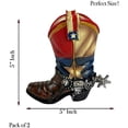 thumbnail image 2 of Urbalabs Western Cowboy Boot Texas Flag Toothpick Holder Vase Distressed Decorative Cowboy Boots with Spurs Home Office Rustic Decor Country Living Pen Holder for Desk, 2 of 7