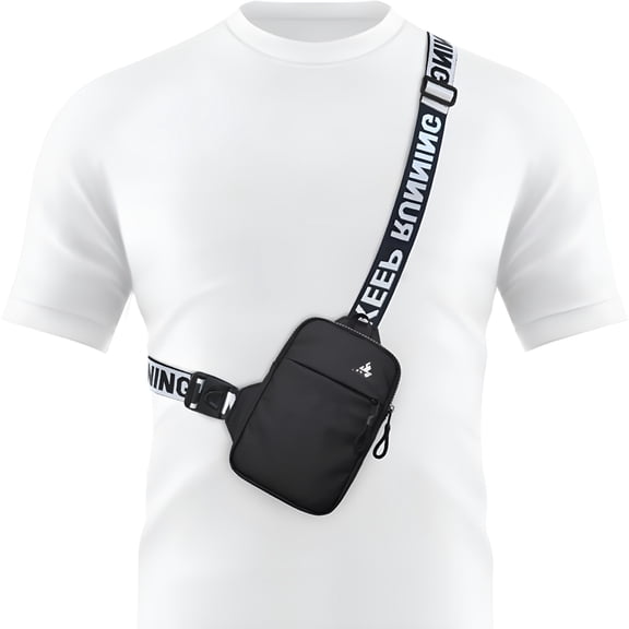AOMRCOL Mini Crossbody Sling Bag Chest Bag Dual Pocket Water Resistant Fanny Pack Running Phone Holder for Men Women Workout Travel