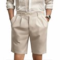 thumbnail image 2 of CONZONE Mens Casual Suit Shorts Buttons Dress Shorts for Men Solid Color Lightweight Loose Fit Party Wedding Shorts With Pockets, 2 of 4