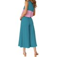 thumbnail image 3 of Roylamp Women's Summer 2 Piece Outfits Round Neck Crop Basic Top Cropped Wide Leg Pants Set Jumpsuits High quality, 3 of 5