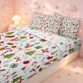thumbnail image 3 of Manfei Cute Christmas Snowman Zipper Twin Comforter Sets with Fitted Sheet and 2 Pillowcases,Festive Holiday Zipper Bedding Set,White Green,Christmas Reversible,4pcs, 3 of 8