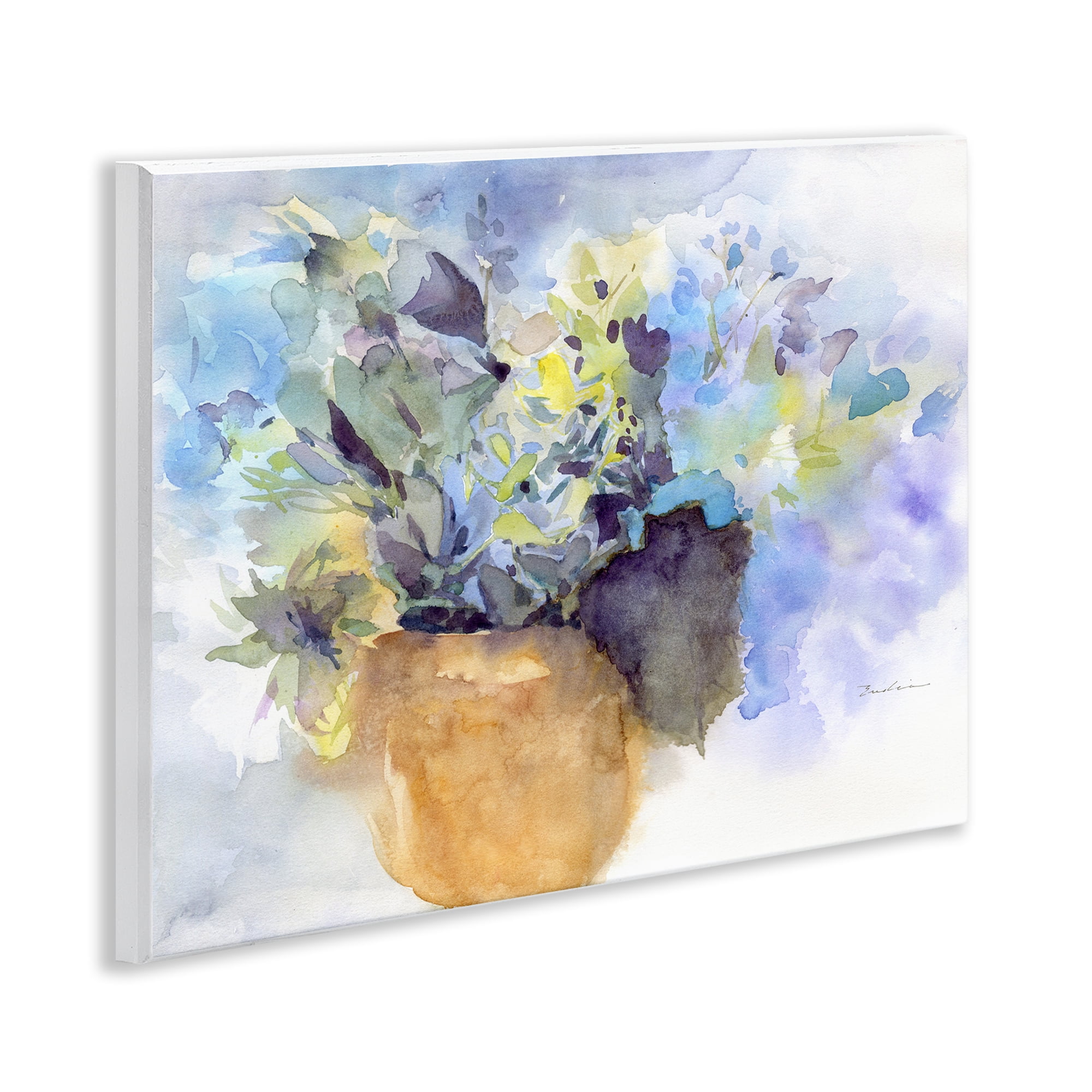 Stupell Industries Watercolor Blue Hydrangea Botanical & Floral Painting Unframed Art Print Wall Art, 14 x 11